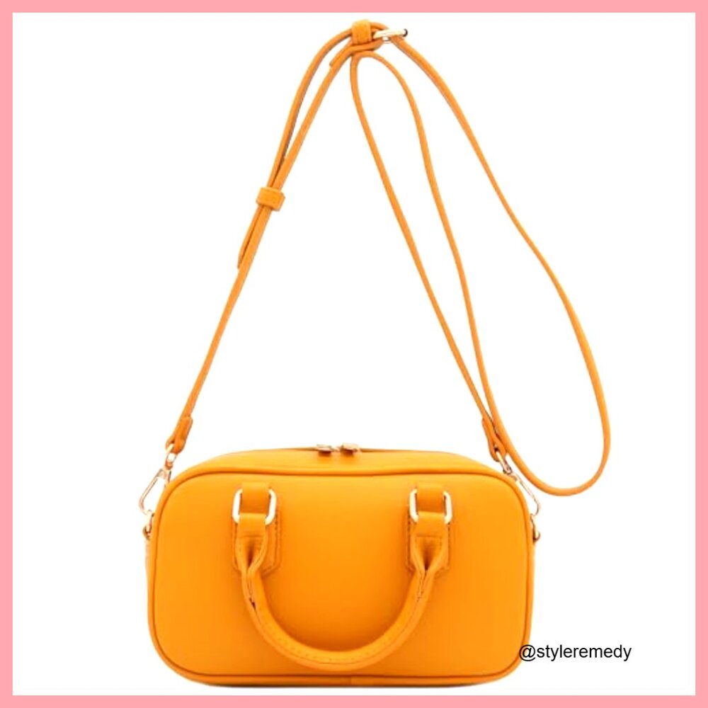 Mini PU Leather Satchel Purse Top Handle Crossbody Bag - Picture 3 of 7